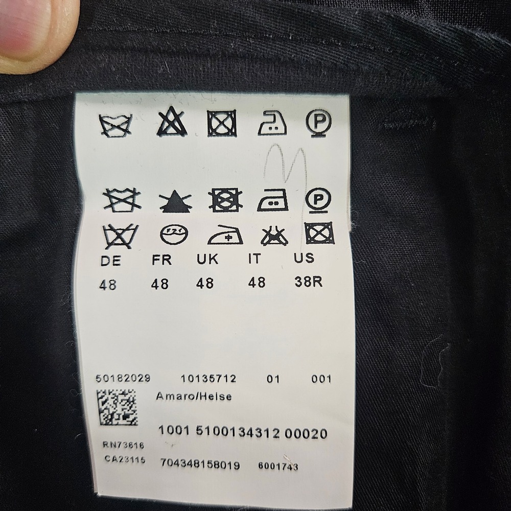Hugo Boss Amaro Helse Mens Black Virgin Wool Blend Pleated Dress Pants 34x29 - Picture 2 of 11